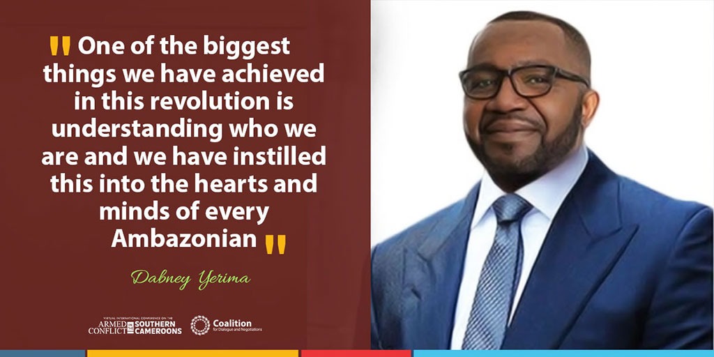 CoalitionFDN's tweet photo. “One of the biggest things we have achieved in this revolution is understanding who we are and we have instilled this into the hearts and minds of every Ambazonian"- @DabneyYerima
#SCameroonsConference
#EndAnglophoneCrisis
#SouthernCameroons https://t.co/LGEDaZEZJh