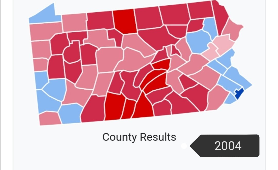 Pennsylvania: Kerry did better, won by 2.5 vs. c0. 5. He won some old industrial areas near Pittsburgh & coal region's Luzerne, both since trending heavily red. Biden won bigger in Philadelphia suburbs & Pittsburgh,lost bigger in central PA, & won Monroe, increasingly a NY suburb