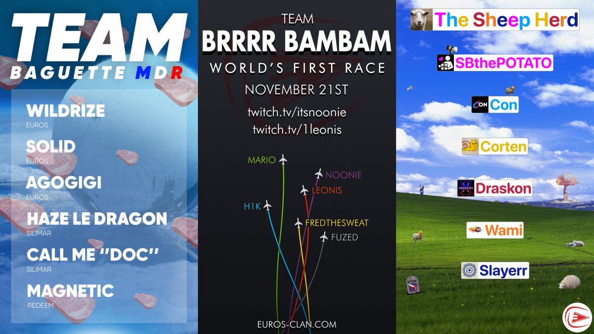 Here are our <a href="/Euros_Clan/">Euros</a> teams for Day One!