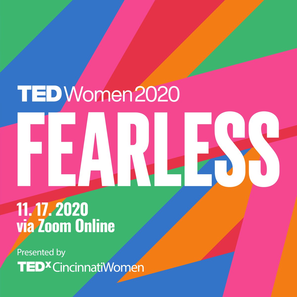 Don't miss out! TEDxCincinnatiWomen presents Fearless! An exclusive virtual experience into the national TEDWomen’s event! Join us for an evening of great TED talks, community, and discussions. Mark your calendars now and purchase your tickets at buff.ly/2Hp4mx6!