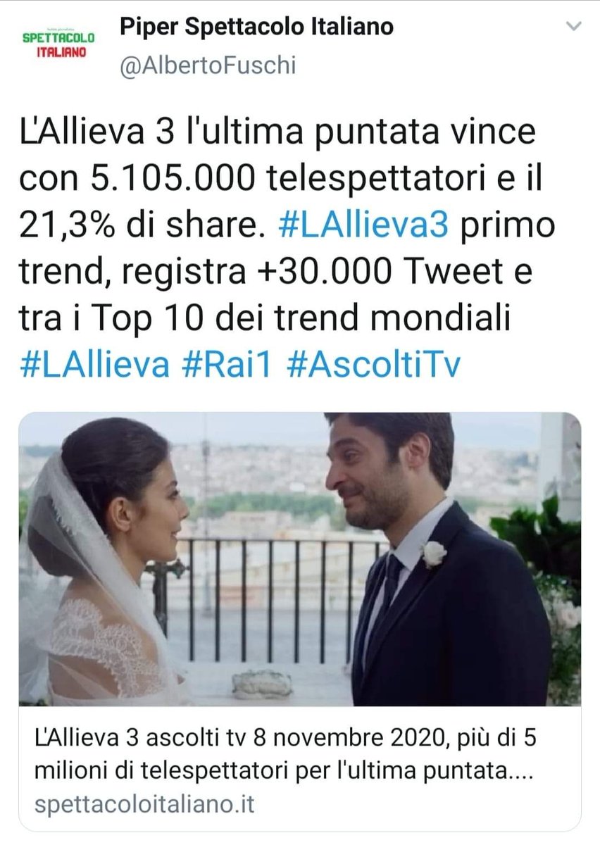 roby__1995's tweet photo. @LinoGuanciale @alemastronardif @EmmanueleAita I dati parlano. La giusta ricompensa per un gran lavoro.
Chapeau 
#lallieva3  #successful #Rai1 #linoguanciale #Cc #alice #sacrofano https://t.co/ls3s22dEUc