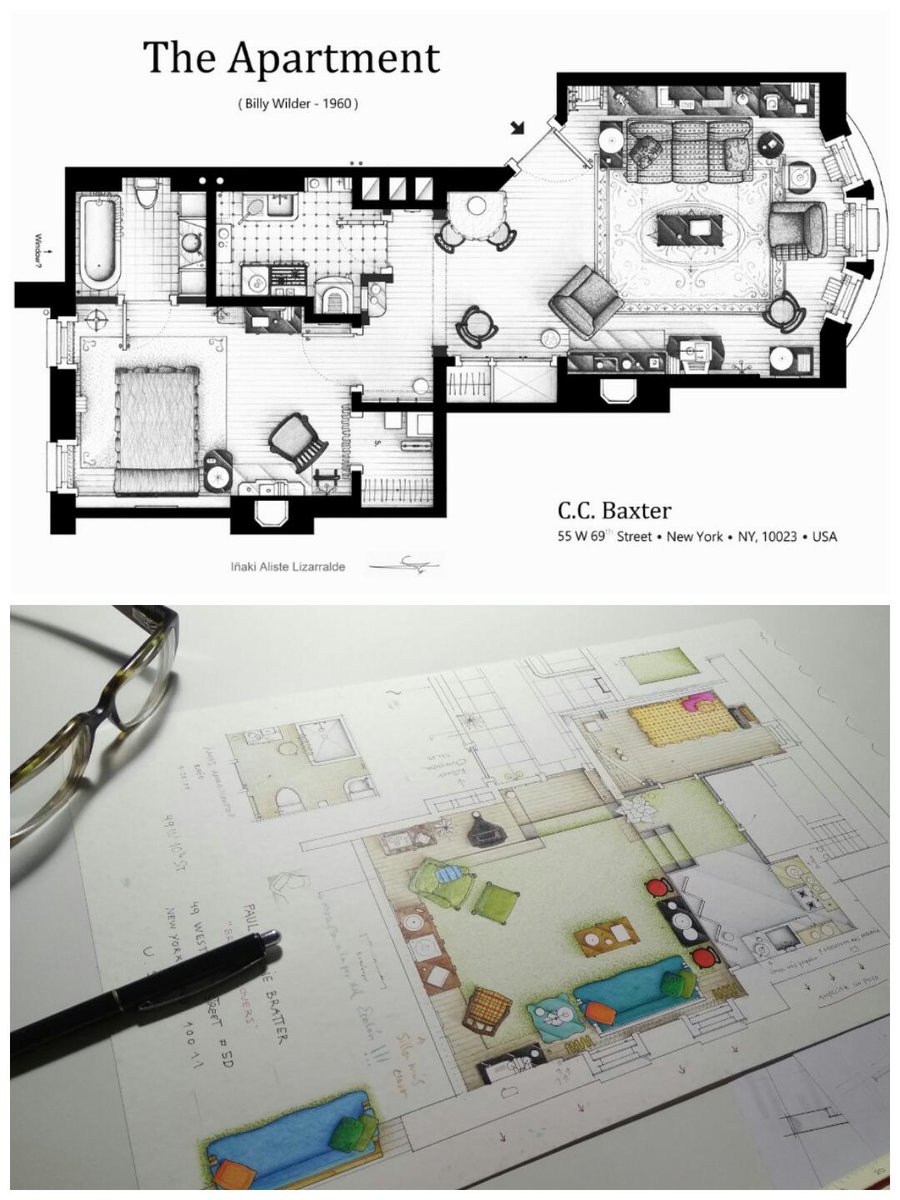 Alucinando estoy. El dibujante y diseñador de interiores Iñaki Aliste Lizarralde <a href="/Ializar/">Iñaki...</a> crea láminas increíblemente bellas de planos de viviendas icónicas de películas y series. A MANO. Me flipa mucho su trabajo. Dadle amor ✍️💕👇