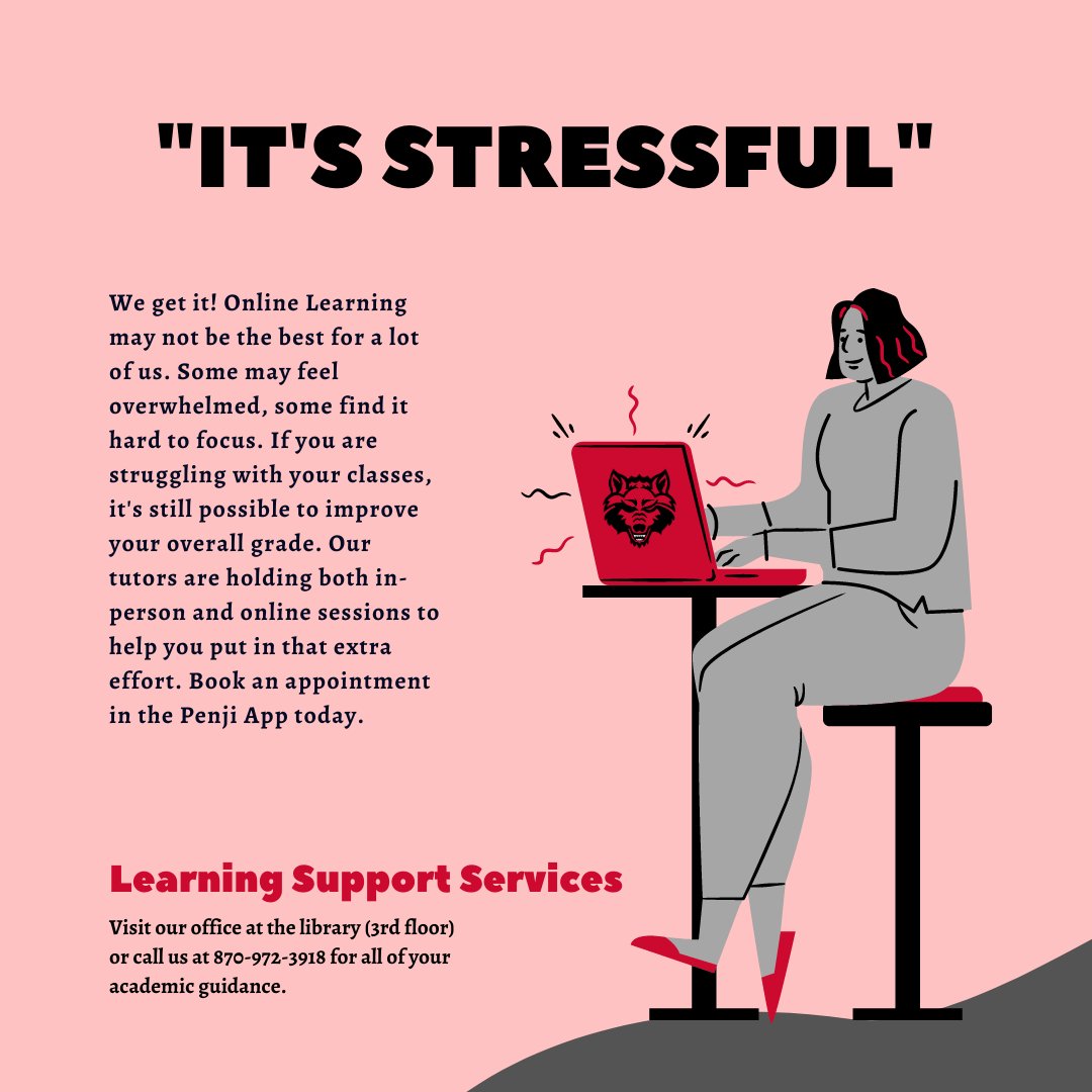 Online learning can be intimidating for some. With all classes transitioning to 'online only' after Thanksgiving break, it may become more stressful with about a month away from finals. Visit astate.edu/a/tutoring/ to make an appointment with our tutors today.