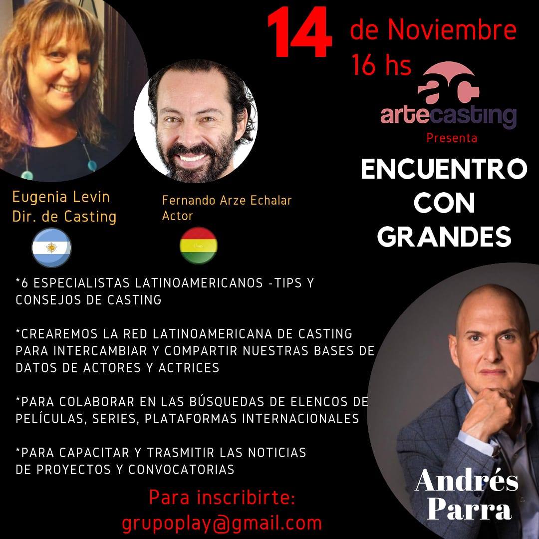 Adecine Bolivia (@adecinebolivia) on Twitter photo #EncuentrosDeCine Arte Casting presenta el 14 de noviembre el "Encuentro con grandes", en el que participará el actor boliviano Fernando Arze. Para más información escribe al correo: grupoplay@gmail.com #EncuentrosDeCine Arte Casting presenta el 14 de noviembre el "Encuentro con grandes", en el que participará el actor boliviano Fernando Arze. Para más información escribe al correo: grupoplay@gmail.com
