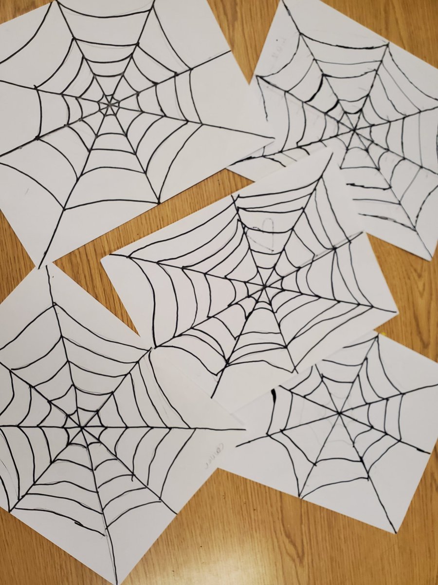 Congratulations Miss Hussey's 3rd grade for 100% mastery of the math required for our spider web illustration! Can't wait to start adding color. #SSSct