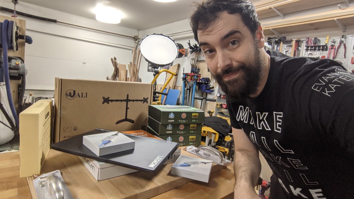 EvanKatelynPod's tweet photo. In today's podcast we talk about some upcoming changes to our content (like this garage streaming build), life updates, and then we answer some silly questions (who wants to see "the dance of our childhood"?) https://t.co/Qmjxe21j3L