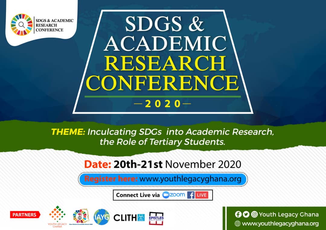 GsanOfficial's tweet photo. We are very much excited to announce our partnership with @YouthLegacyGha1 to Co- host a two day virtual conference on SDGs and Academic Research. 
Participation is absolutely free. To secure your slot, please apply at : https://t.co/CweIF1qW7v

#Tertiary4SDGs
#SDGsAR2020 https://t.co/6AGSOTE1G5
