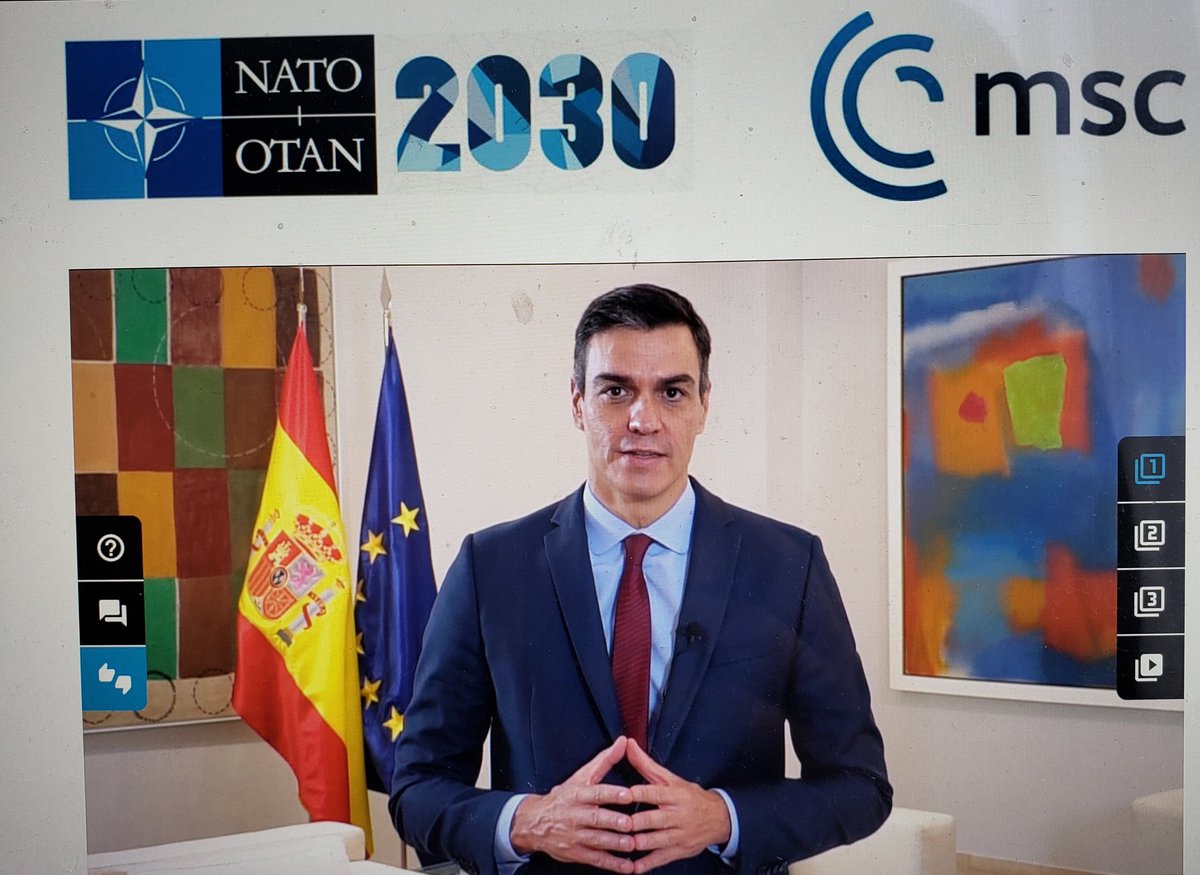 CarolineRakus's tweet photo. @sanchezcastejon calling youth to engage in NATO and contribute to the dialogue on innovation for climate change, disinformation, and disarmament. https://t.co/1GDdslxR2J