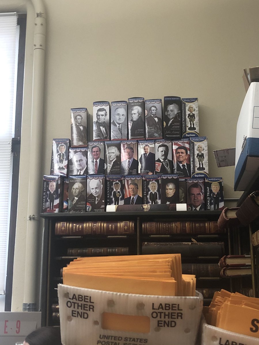 The process is happening inside what is apparently an old vault here at the Jasper County Courthouse. Lots of presidents watching from the walls (there is a serious penchant for presidential memorabilia here).  #IA02  #iapolitics
