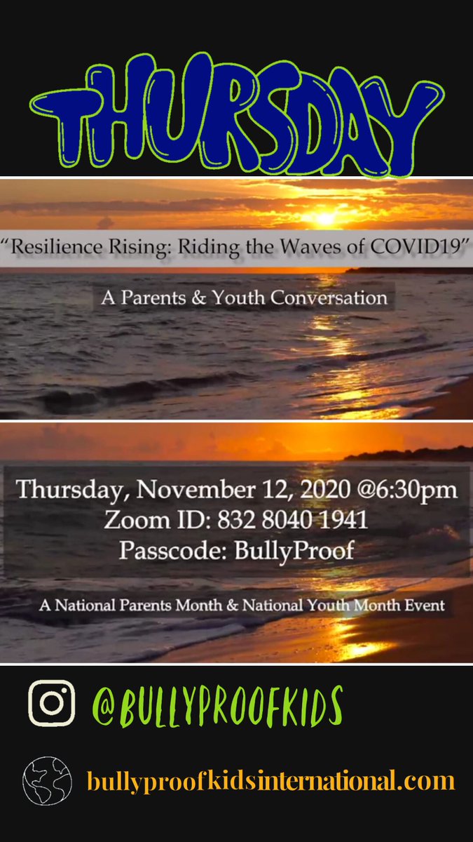 November is National Parents Month &amp; National Youth Month  and we are hosting a special webinar for the entire family!
Join us on Thursday @ 6:30pm as our parents, teens and younger kids share how they are Riding the Waves of COVID19.
LIKE, SHARE &amp; SAVE THE DATE!
Don't miss it!