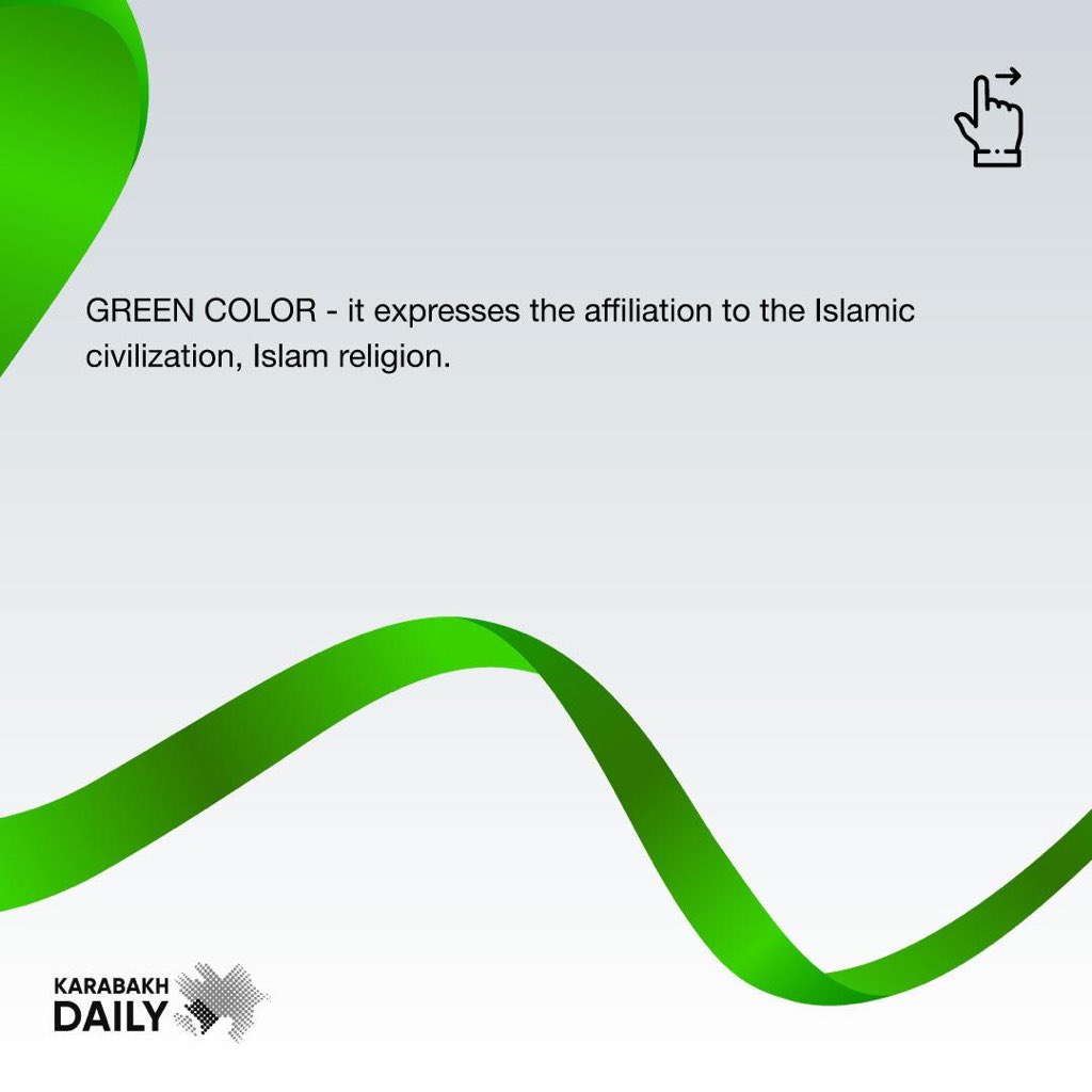 KarabakhDailyN's tweet photo. The #Green in #Azerbaijan/i tricolor 🇦🇿symbolizes #Islam.It symbolizes the remnants of mosques liberated from Armenian occupation and the will of🇦🇿people to restore their spiritual heritage in #Karabakh. Azan,that was once heard from the Aghdam’s Juma mosque,will be heard again🙏🏻 https://t.co/zAW6WjCReg