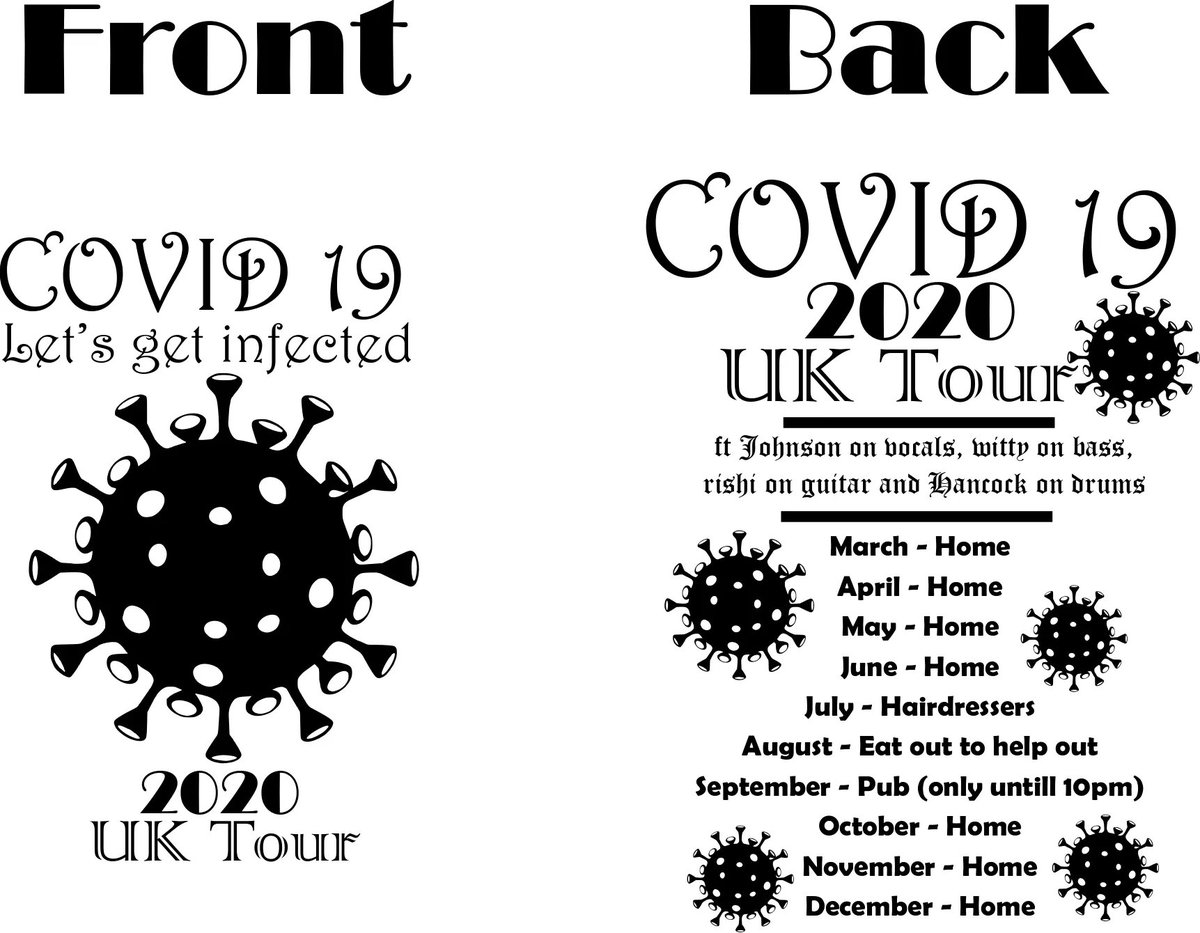 MoominMerch's tweet image. ♠️ NEW TSHIRT ♠️

COVID19 Tour tee featuring Boris, Witty, Rishi and Hancock.
Thanks to the pandemic, we are all missing live gigs... check out this cool Tshirt to commemorate a hard year for live gigs!
moomingifts.com/product/covid-…

also available in hoodies!

moomingifts.com/product/covid-…