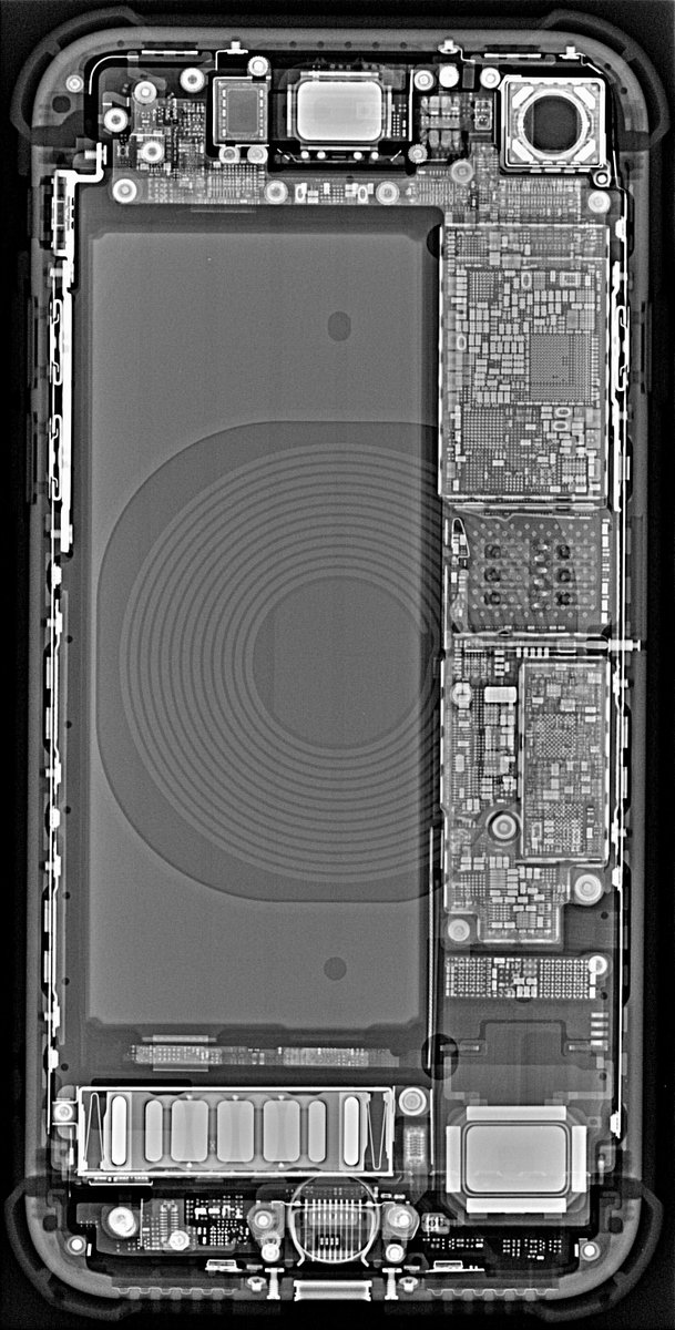 bamndt's tweet photo. In the electronics industry, non-destructive #XrayImaging is  used for quality control of components and products. The radiography of a smartphone shows the complex and tight arrangement of the electronic architecture.
#roentgen2020 #XrayWeek https://t.co/S6tVDqmblS