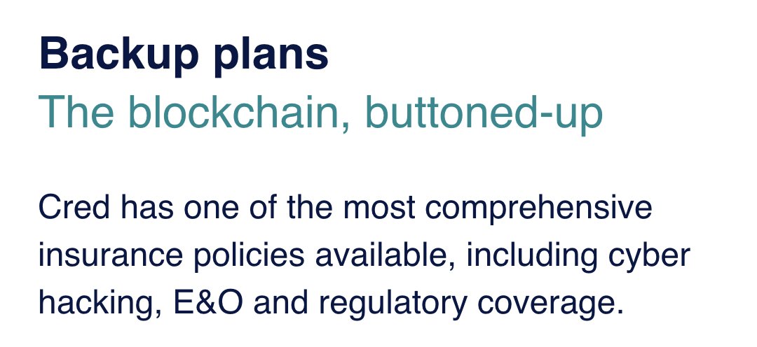 4/ Insurance is thrown around a lot in the industry but we should ask ourselves seriously: have we ever seen an insurance claim pay out? Can these policies really cover the assets and events that matter? Claims of being insured should engender way less trust and more scrutiny.