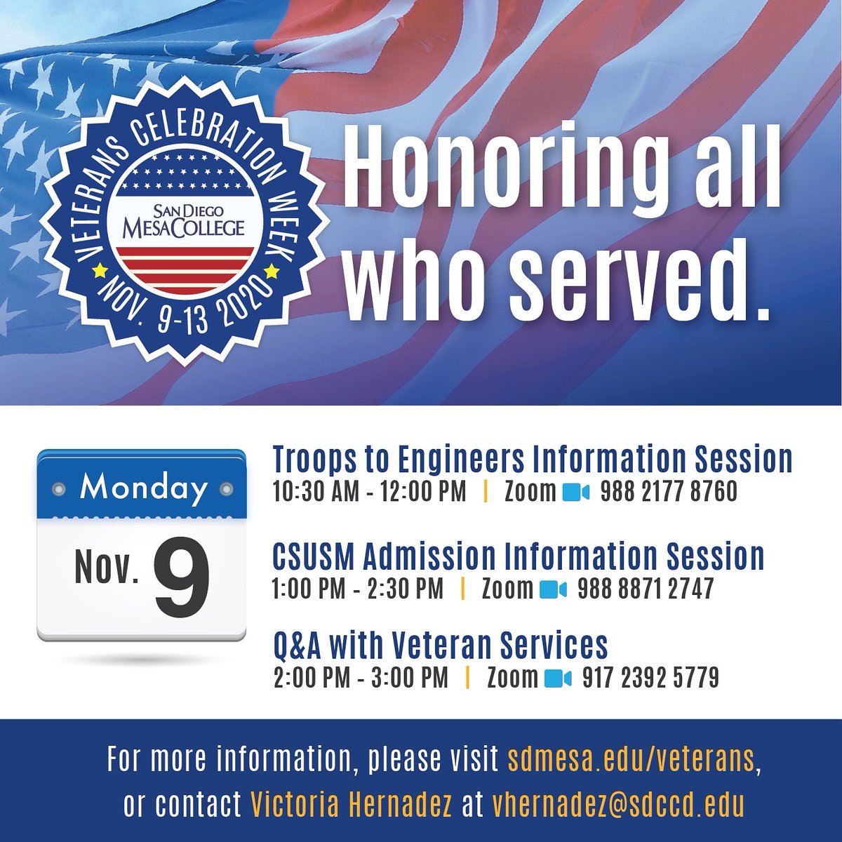 Its Veterans Celebration Week at Mesa #sdmesa #svo #VeteransDay2020 #VeteransWeek #veteransweek2020