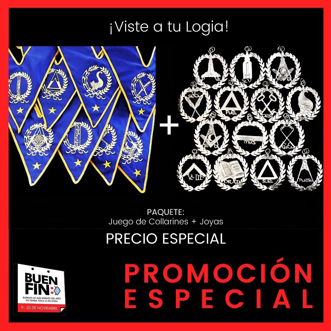 artemasonico's tweet photo. ‼️BUEN FIN‼️
PROMOCIONES ESPECIALES. ¡Entérate!

TIENDA EN LÍNEA: https://t.co/4NdtJIWjGD 🛒

❗️APROVECHA❗ Adquiere eso que tanto has deseado, viste a tu logia, o prepárate para tu siguiente exaltación.

Empieza a estrenar ahora y termina de pagar hasta el próximo año. https://t.co/7q7QfrLOez