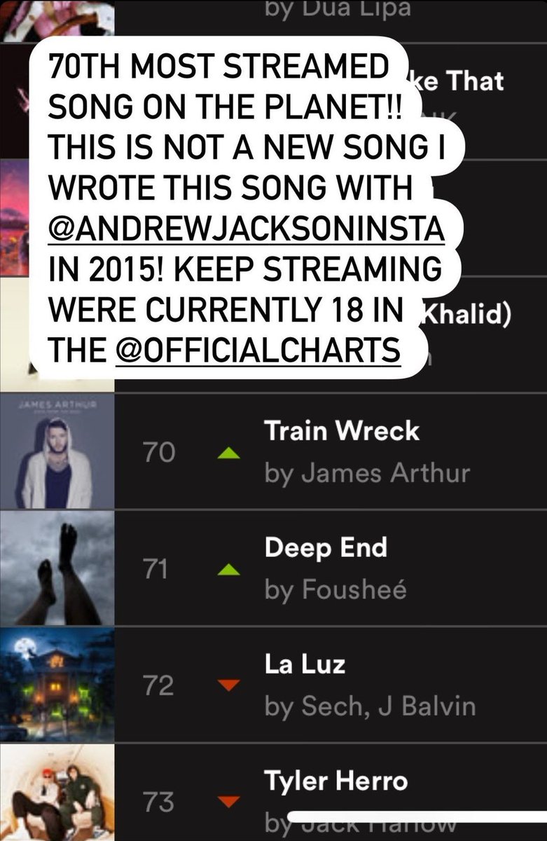 AnnaJayne_JArmy's tweet photo. You heard the man...keep streaming 😆 @JamesArthur23 #trainwreck #BacktotheEdge #jamesarthur https://t.co/WBt2lEPIEL