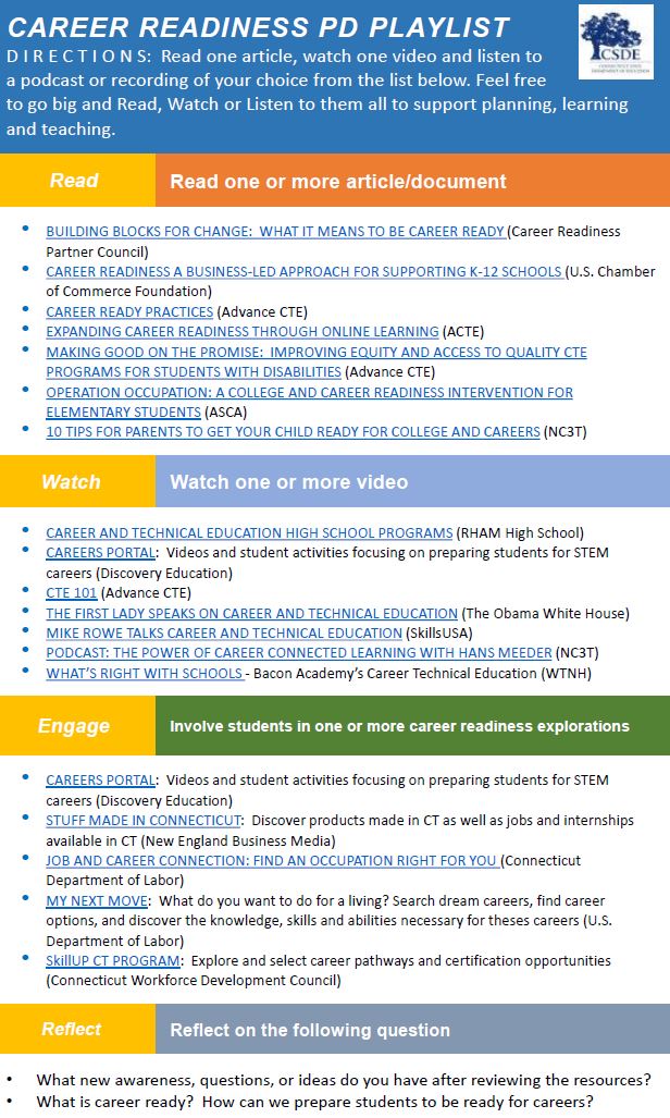 EducateCT's tweet photo. It's #NationalCareerDevelopment month! Support ongoing efforts to design PK12 career development & guidance opportunities w these curated #CTLearningHub Career PD On Demand Playlists: https://t.co/IQdMWcVYji #careerexploration #todaysskillstomorrowscareers #apprenticeshippathways https://t.co/9jw870HbRa