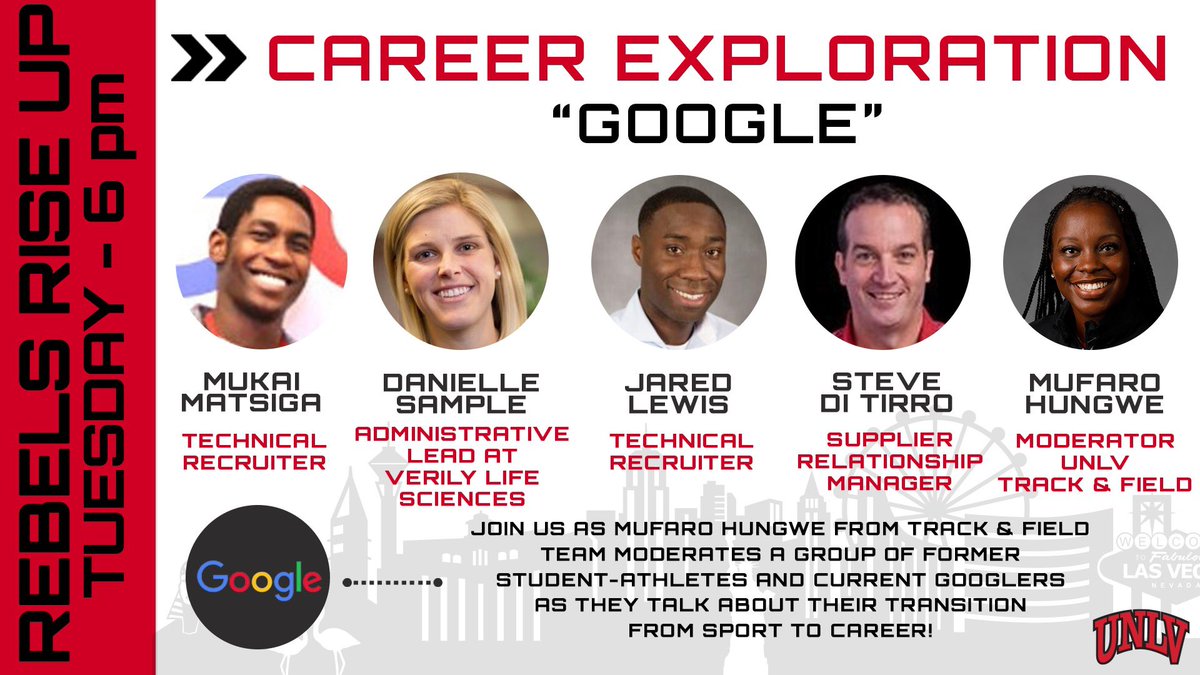 UNLVRebAcademy's tweet photo. ๐ฃ Another great career panel lined up for this Tuesday! @UNLVathletics join us at 6pm (call info sent via email) for an opportunity to get #1PercentBetter together! #RebelsGoPro #BEaREBEL #RebelsRiseUp https://t.co/VSXRGemWdL