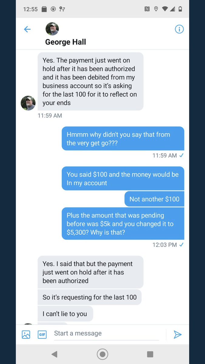 TreeRatTalk1's tweet photo. @bmamba241 @georgehalback George is a scammer! He will ask you to send him bitcoin or cash first! If he has so much money why does he need anyone to send him anything?! He also stole $100 from this girl!! HE’S A SCAMMER!! REPORT HIM!!!! https://t.co/ymWSIEB8Ue