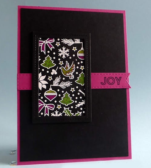 papermilldirect's tweet photo. Alternative Christmas colours of black and pink look brilliant on this Christmas Card. Made by Jane #purplejetjt using #papermilldirect card. π https://t.co/H9FapWsfhP