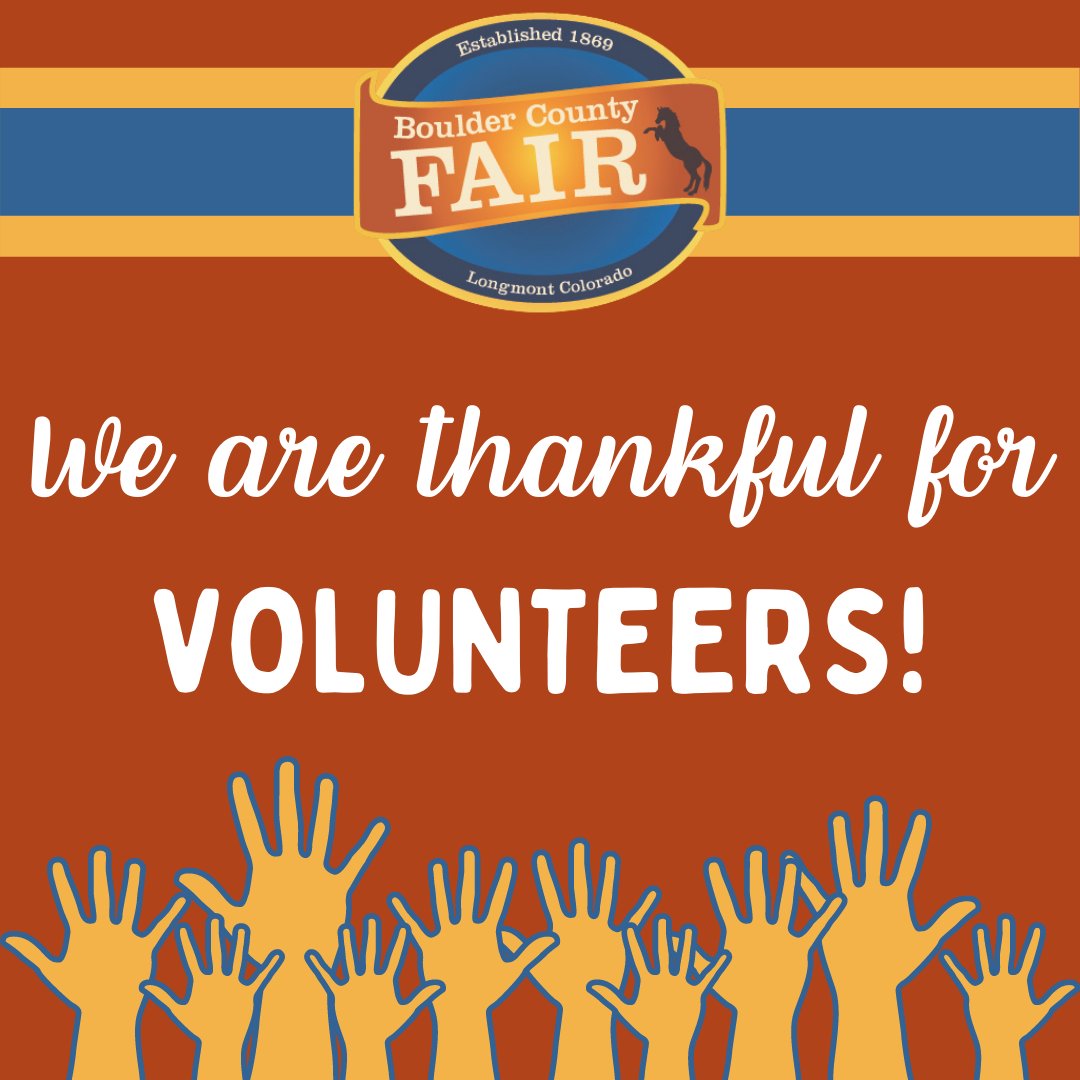 BoCoFair's tweet photo. We are SO thankful for our volunteers! All volunteers will receive a volunteer t-shirt, name badge, training, and invitation to a special volunteer appreciation event. To sign up, please visit:
https://t.co/eb2cmpOU2G https://t.co/pWorWZd7uY