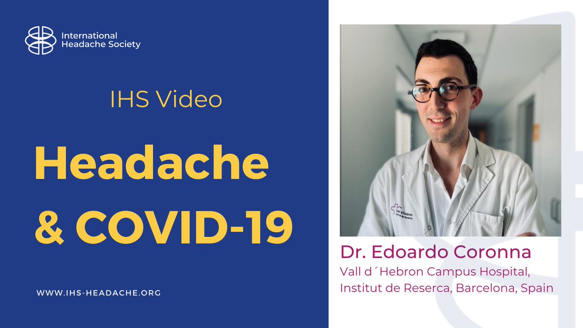 International Headache Society (@ihs_official) on Twitter photo The week kicks off with new content added to IHS Learning Center. Dr. Edoardo Coronna of Vall d'Hebron Campus Hospital elaborates on #headache associated with COVID-19. Subscribe to IHS on YouTube for more educational content bit.ly/HeadacheCOVID19
<a href="/VHIR_/">Vall d'Hebron Institut de Recerca</a> <a href="/vallhebron/">Vall d'Hebron</a> #neurology The week kicks off with new content added to IHS Learning Center. Dr. Edoardo Coronna of Vall d'Hebron Campus Hospital elaborates on #headache associated with COVID-19. Subscribe to IHS on YouTube for more educational content bit.ly/HeadacheCOVID19
<a href="/VHIR_/">Vall d'Hebron Institut de Recerca</a> <a href="/vallhebron/">Vall d'Hebron</a> #neurology