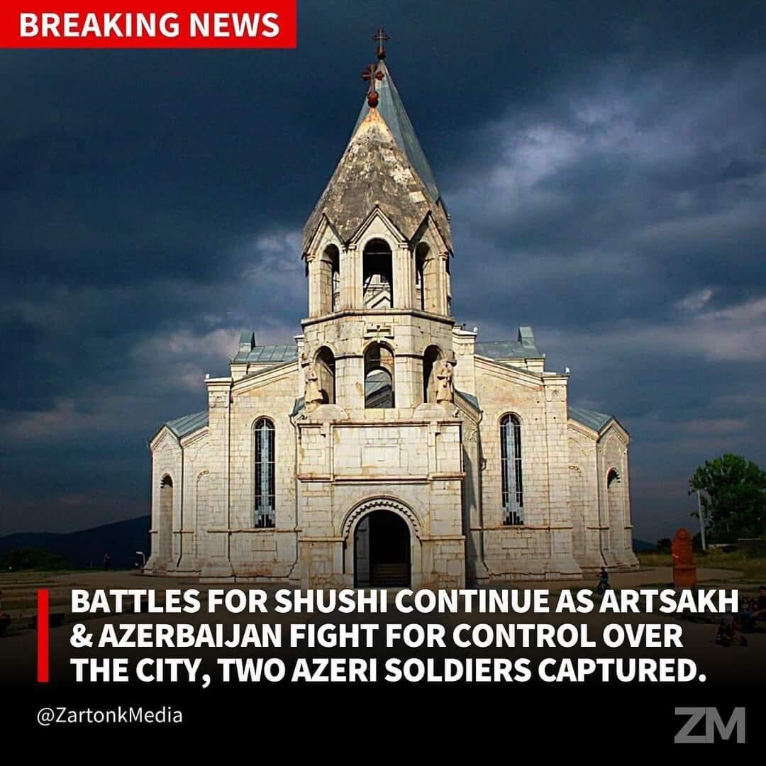 LilitHaroyan's tweet photo. BREAKING: Battles for #Shushi continue as #Artsakh &amp; #Azerbaijan fight for control over the city, two #Azeri soldiers captured. #ArtsakhStrong #StopAzerbaijaniAggression https://t.co/GSIhshqUGq