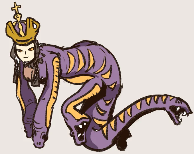 dunno, an extremely rough sketch of meduza/meluzina

a half woman / snake / fish creature with elephant + snake legs and tails

been moving to russian folklore because of the other project's theme lol 