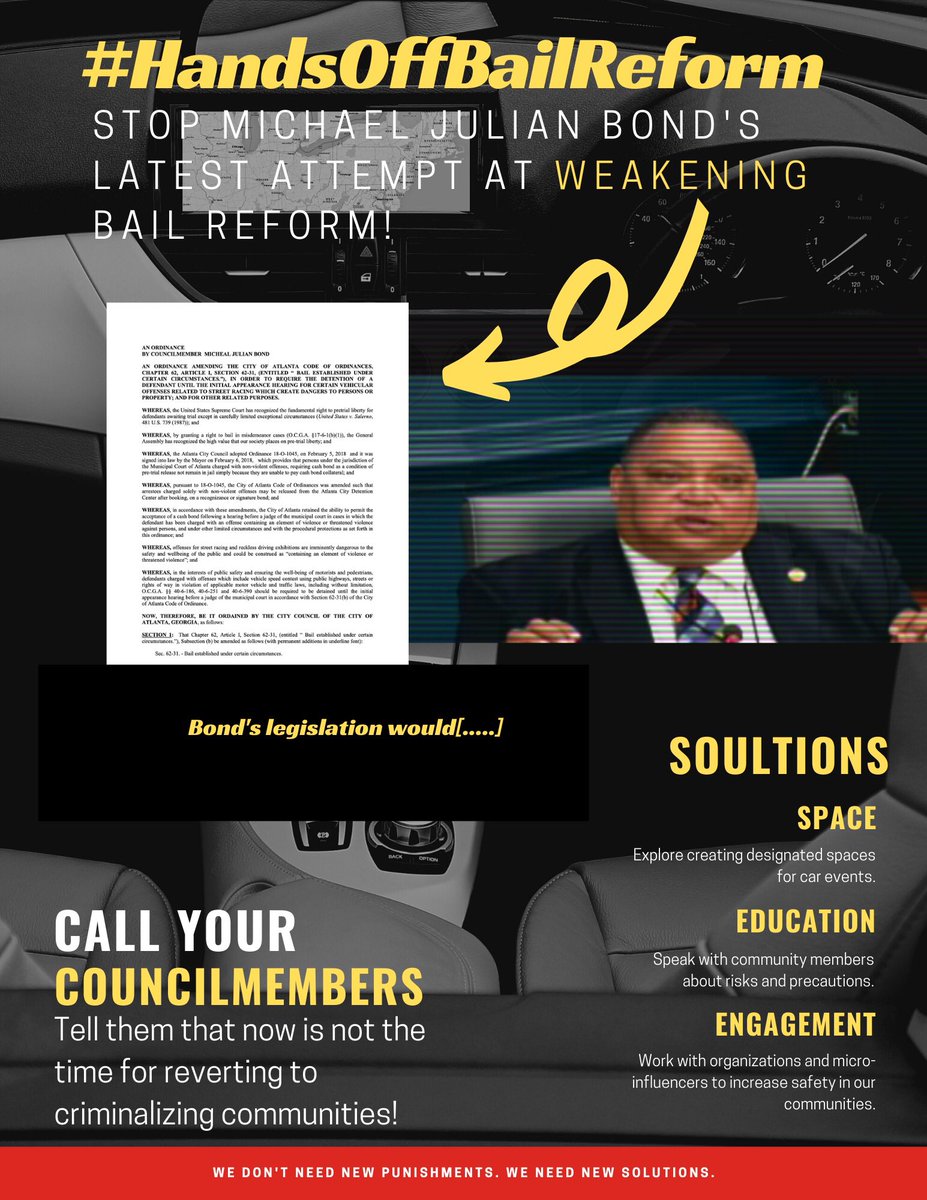This brings us to Michael Julian Bond’s latest maneuver: an ordinance that modifies our bail reform ordinance to designate traffic offenses associated with stunt shows and racing as “violent” so that those arrested will be held pretrial and denied the benefits of reform.