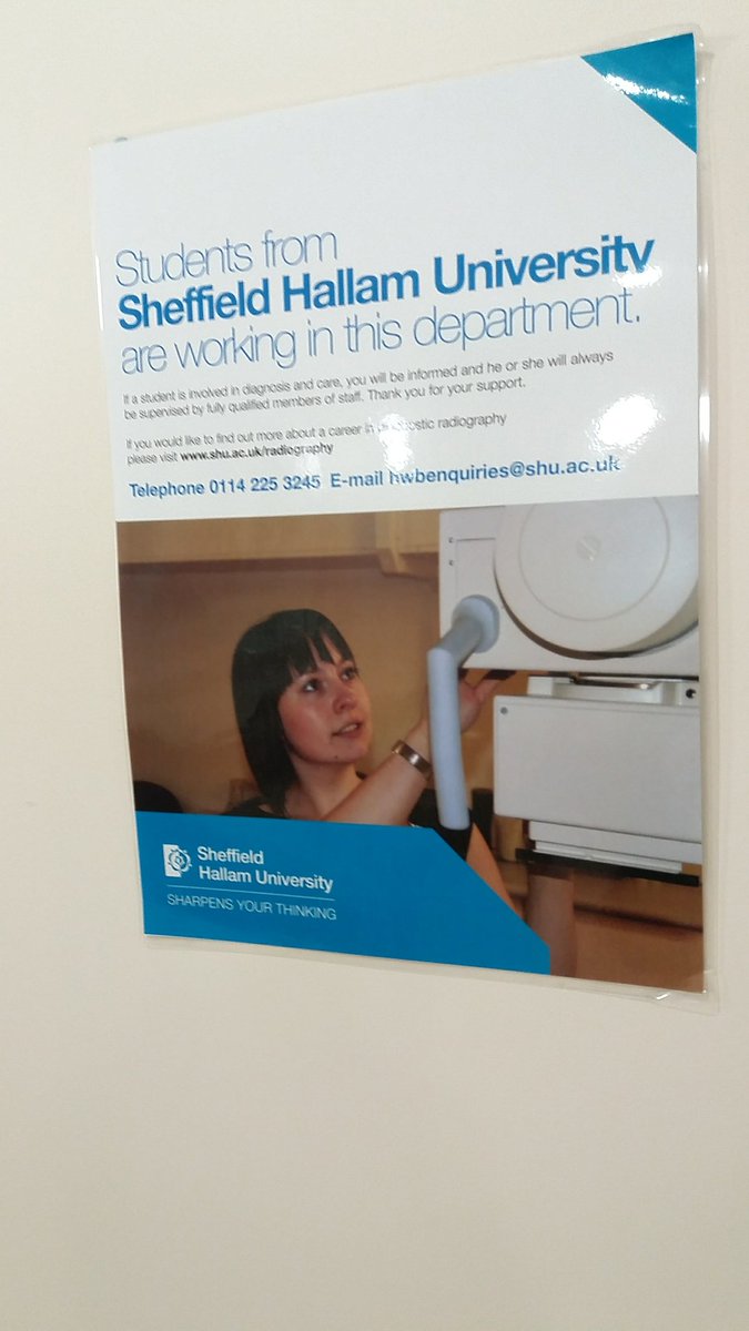 SHU Interprofessional Education (@ipe_shu) on Twitter photo I've come in to <a href="/barnshospital/">Barnsley Hospital</a> for a scan and was heartened to see this on their wall! I love how much a part of the local teams our students are! The lovely lady who did my scan today was an <a href="/sheffhallamuni/">Sheffield Hallam University</a> graduate as well and she was amazing! π <a href="/AHP_SHU/">AHP SHU</a> <a href="/SHURadiography/">SHU Diagnostic Radiography</a> I've come in to <a href="/barnshospital/">Barnsley Hospital</a> for a scan and was heartened to see this on their wall! I love how much a part of the local teams our students are! The lovely lady who did my scan today was an <a href="/sheffhallamuni/">Sheffield Hallam University</a> graduate as well and she was amazing! π <a href="/AHP_SHU/">AHP SHU</a> <a href="/SHURadiography/">SHU Diagnostic Radiography</a>