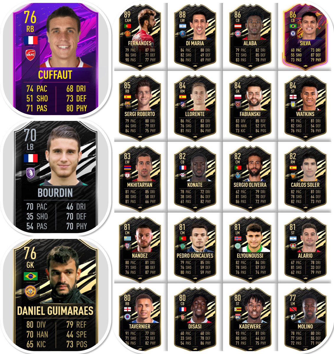 s1vantage's tweet photo. Voici les prédictions de la #TOTW7 effectuée par nos membres après l’ensemble des matchs et performances des joueurs tout au long du week-end en Europe 💥 ⬇️

B. Fernandes 🇵🇹
Di Marìa 🇦🇷
Alaba 🇦🇹 

#FIFA21 #FUT21 #TOTW @IamFrench_ @lordmclovin18 https://t.co/oJHq4m2nCR