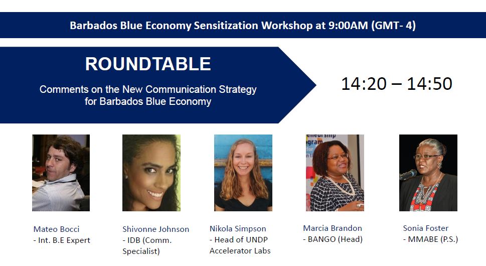 Starts the Roundtable of #Barbados Blue Economy Sensitization Workshop. Don't miss anything!

Zoom: zoom.us/j/96775616578#…

#BarbadosBlueEconomy #Sustainability #Ocean #BlueInvest
