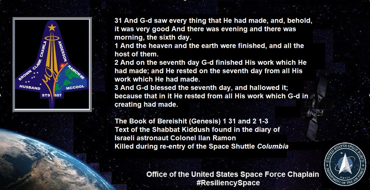 ussf_hc's tweet photo. #ResiliencySpace ... Stories of #FaithInSpace - The story of Col. Ilan Ramon's diary is called a "miracle." https://t.co/bTUNaN76OV #SemperSupra https://t.co/hYVlarbzhw