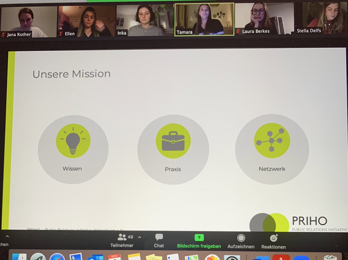 jana_roo's tweet photo. 49 Teilnehmer bei der virtuellen Auftaktveranstaltung von @Prihoev zum aktuellen Wintersemester. 🥳 Hello, future #youngprpros 🤓 https://t.co/ZhJ6kksrhf