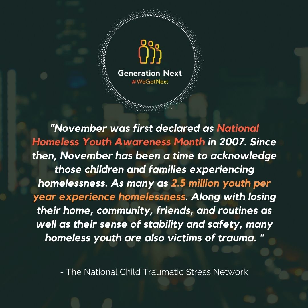 GenNextXYZ's tweet photo. Generation Next is passionate about helping our #youth . If you know someone experiencing #homelessness and is need of resources, we would like to help. visit our Contact Us page on our website to donate and also so that we can connect with you. #Community #safety #trauma #Donate https://t.co/z3jGuRN4y4
