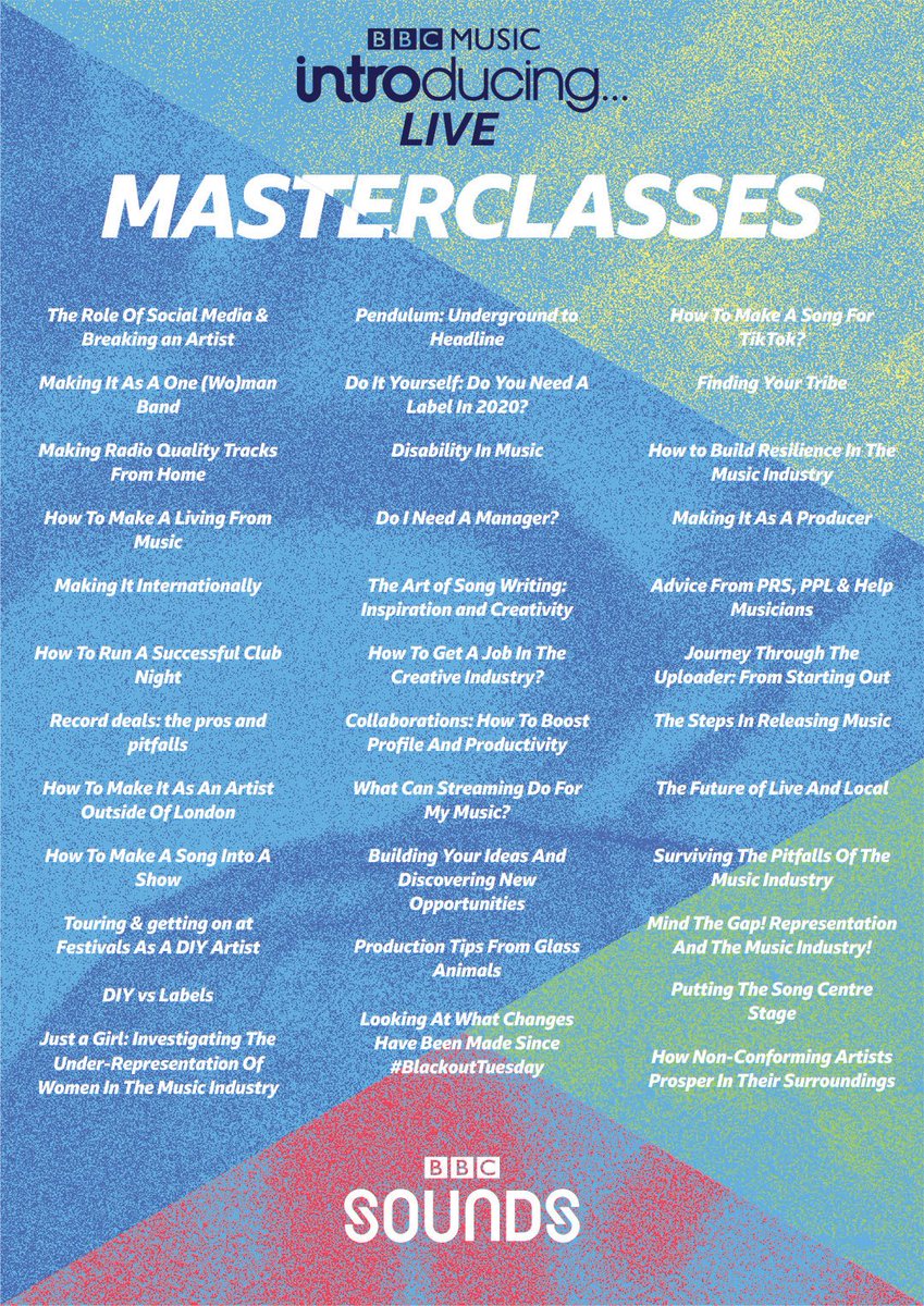 Introducing LIVE (@introducing20) on Twitter photo Looking to beat the Monday blues? We've got you sorted ππΌ
All 36 masterclasses from BBC Music Introducing LIVE 2020 are now available to listen back via <a href="/BBCSounds/">BBC Sounds</a> at bbc.co.uk/sounds/brand/pβ¦
Which will you be listening to first? πΆ Looking to beat the Monday blues? We've got you sorted ππΌ
All 36 masterclasses from BBC Music Introducing LIVE 2020 are now available to listen back via <a href="/BBCSounds/">BBC Sounds</a> at bbc.co.uk/sounds/brand/pβ¦
Which will you be listening to first? πΆ