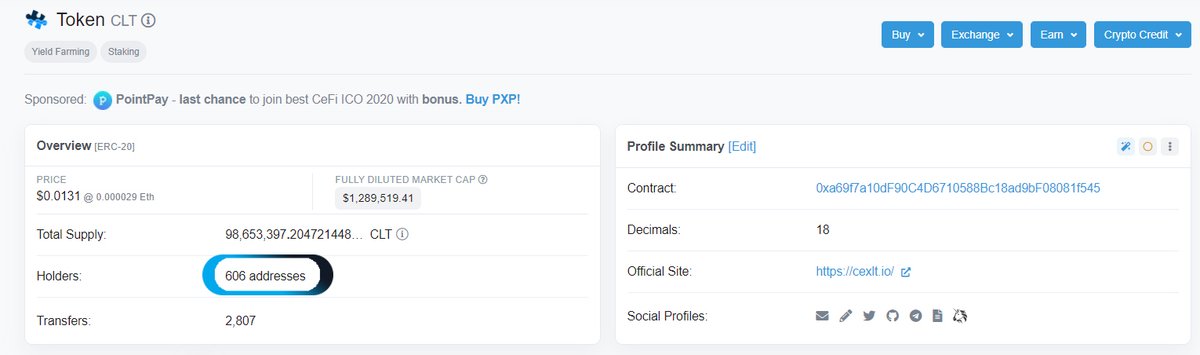 10,291 applicants supported our Airdrop, and 358 of them were selected and 130 CLT tokens were paid.
We also randomly selected one of the five hot pairs of Dexstools and distributed CLT tokens to the top 190 holders!
etherscan.io/token/0xa69f7a…
