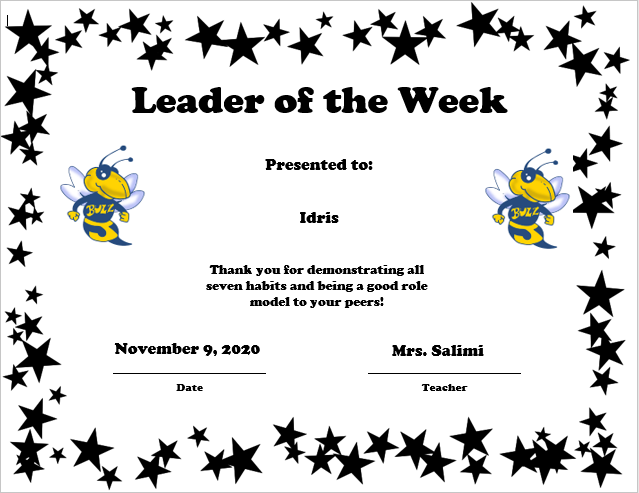 KatherineSalimi's tweet photo. Congrats to our new leader of the week, Idris! https://t.co/poStED9Cud