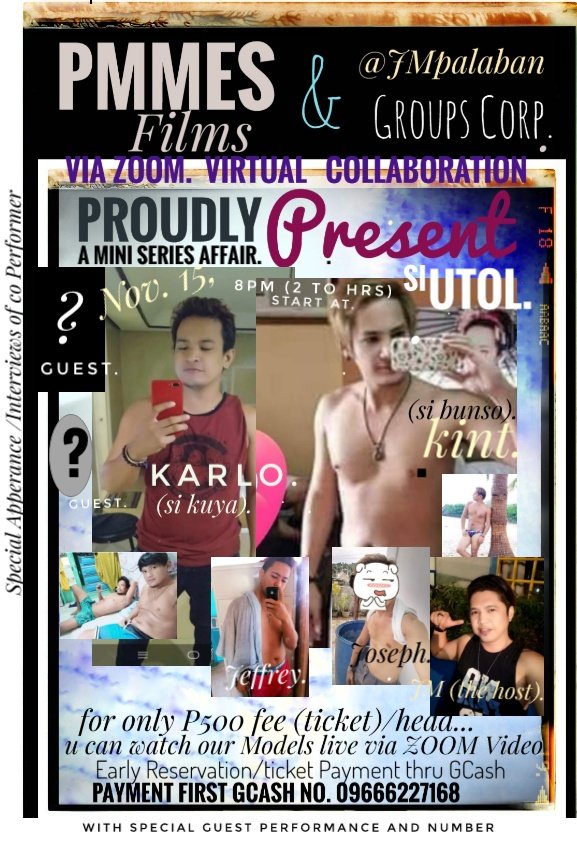 JMpalaban's tweet photo. Pls support our first virtual live camshow this coming nov 15 we accepting payment for ur tickets. Thru gcash number 09666227168 just dm me for other info. Only P500 onkay. And see our performer in his seducting and hot scene. Just dm me https://t.co/aia84OMcwD
