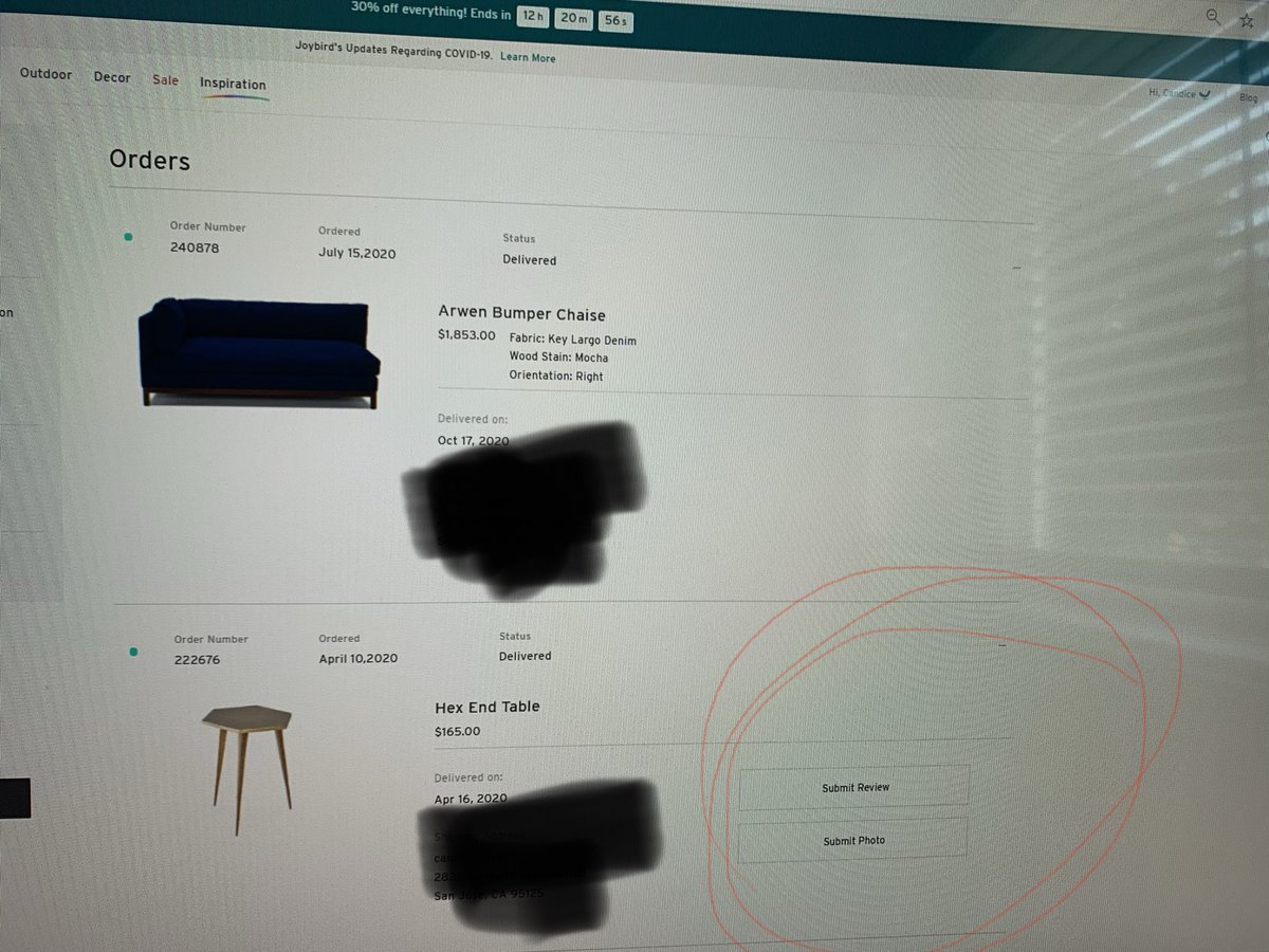 candicelipps's tweet photo. Note how I have the ability to review another item but not the one in which I’ve opened a claim. #buyerbeware https://t.co/hOhFHOUv1q