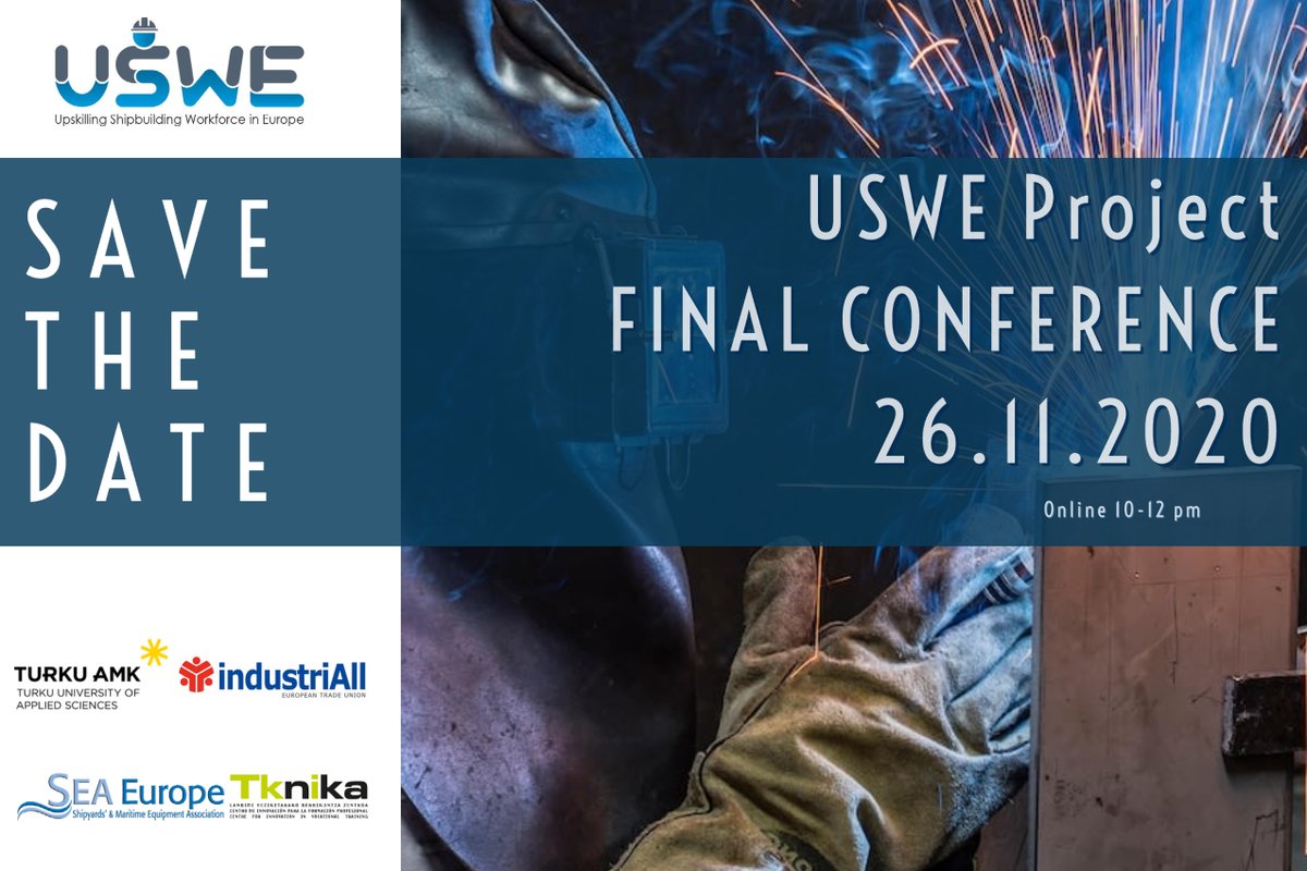 📢SAVE THE DATE!📢

               USWE PROJECT FINAL CONFERENCE

🗓️ 26th November 2020
⏰ 10-12 pm - Online 
📨Email me@seaeurope.eu to register your interest!!!