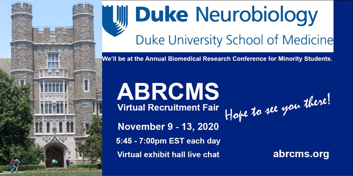DukeNeuro's tweet image. Excited about this year&apos;s virtual #ABRCMS2020! Drop by tonight to meet with our DGS @JorgGrandl and PhD candidate @MeredithSchmehl!