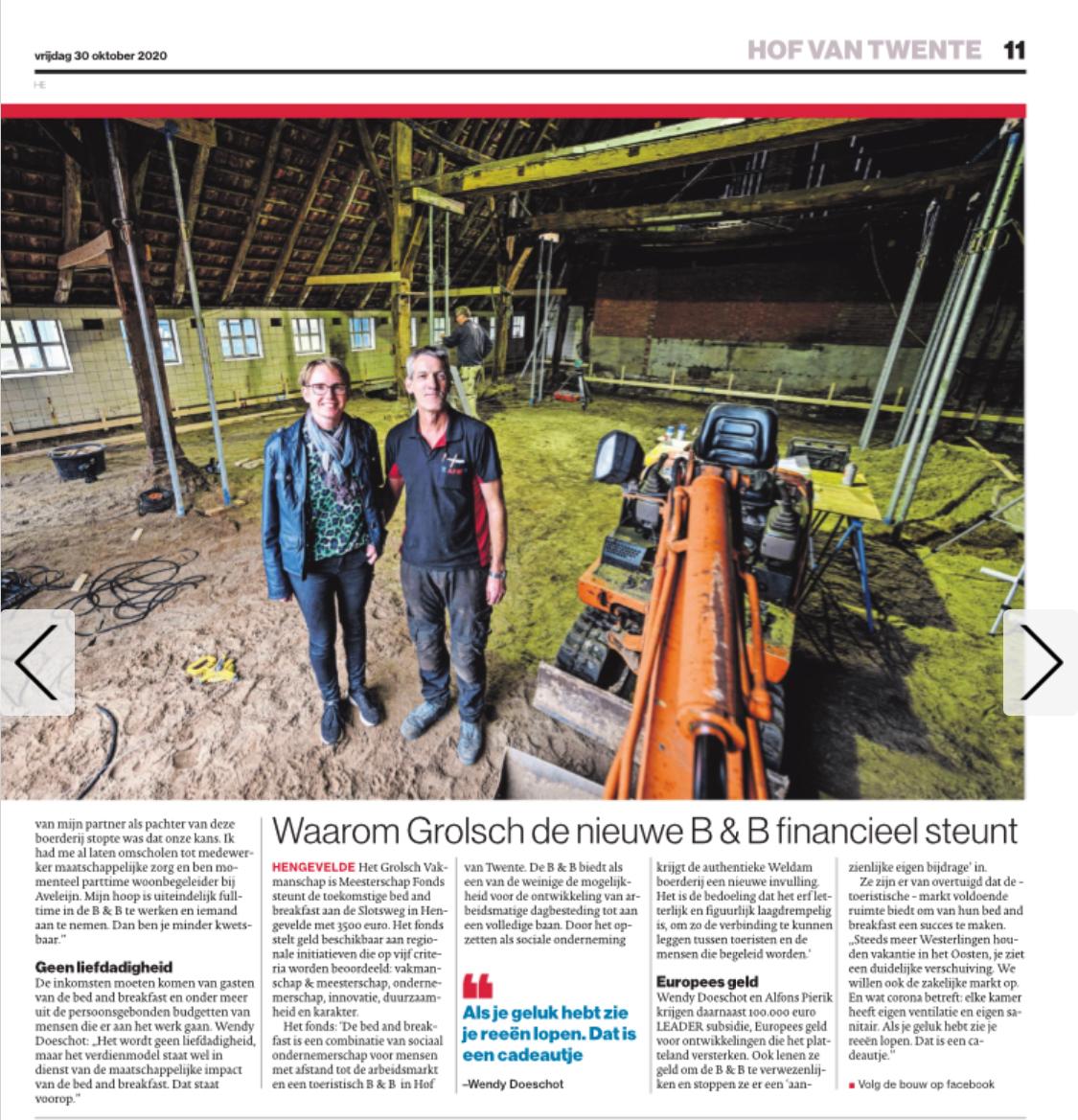 eeckhof's tweet photo. Altijd leuk om projecten waar we een bijdrage aan mogen leveren terug te zien in de krant. 
Wij hielpen bij de #Leader-aanvraag voor een  mooi plan; Een B&amp;B die mensen werkervaringsplekken biedt.
 #sociaalondernemen #B&amp;B #weldam 

Lees meer: 
 👉 https://t.co/pQ4eHuQtQI 👈 https://t.co/ULHN6SNNHb