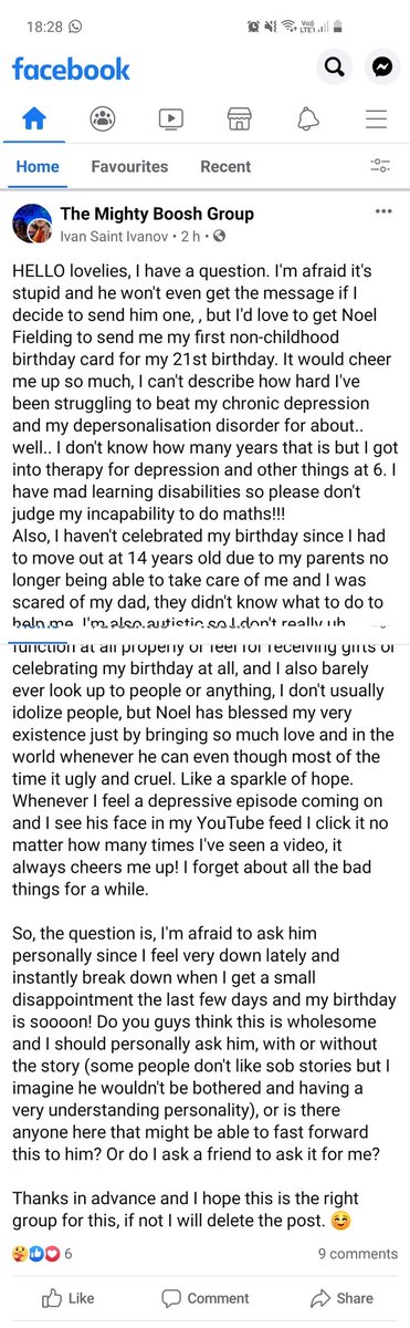 SarahW1804's tweet photo. @noelfielding11 given the shit show this year has become, I'm doing my bit to help people grin again. So, can you make this young fellas birthday? He's posted the below onto a Boosh group on FaceyB. Don't know him from Adam, but he loves you n Boosh so he's gotta be a good egg. https://t.co/dZ68O274K3
