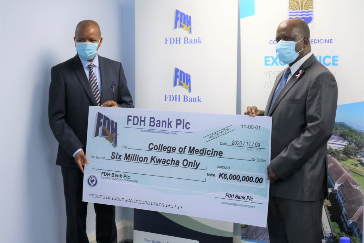KUHeS_mw's tweet photo. @FDHBankMalawi has donated MWK6 million to @unimacom to facilitate Emmergency Online Remote learning during the COVID-19 pandemic.
#267forCOM
#FDHCares
@MipandoMwapa @KCN_Unima @MinOfEducation https://t.co/6fe657R37X