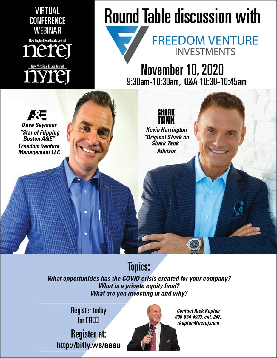 NEREJ's tweet photo. Attention investors: two dynamic investors tell their success story in CRE hear how they do it. Register now for tomorrow mornings webinar: https://t.co/KHvnQxB9F9  #CRE #multifamiy #investors #investment https://t.co/K5me8XItSP