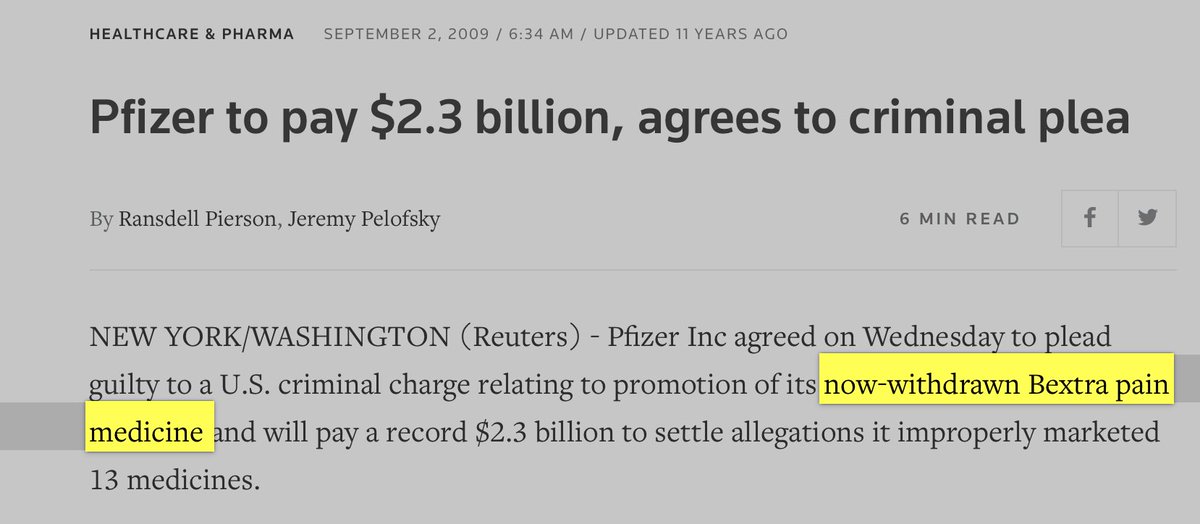 It was announced in July that the U.S. was going to Pay Pfizer, BioNTech $2 Billion for 100 Million Doses of Coronavirus Vaccine...
Kind of makes up for the $2.3 billion Pfizer agreed to pay in 2009 criminal plea... https://t.co/rk7sKbdP2D https://t.co/1DLL7NcfiW https://t.co/2a09tWfXFH