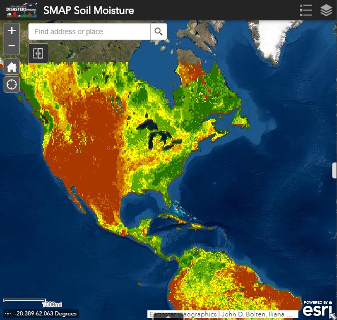 Tracking soil moisture lets us know what regions may be susceptible for floods or fires. Now, near real-time data from #NASA's SMAP satellite is available in #GIS format, which can aid disaster response agencies in preparing for the next big storm. go.nasa.gov/3le3Fc5