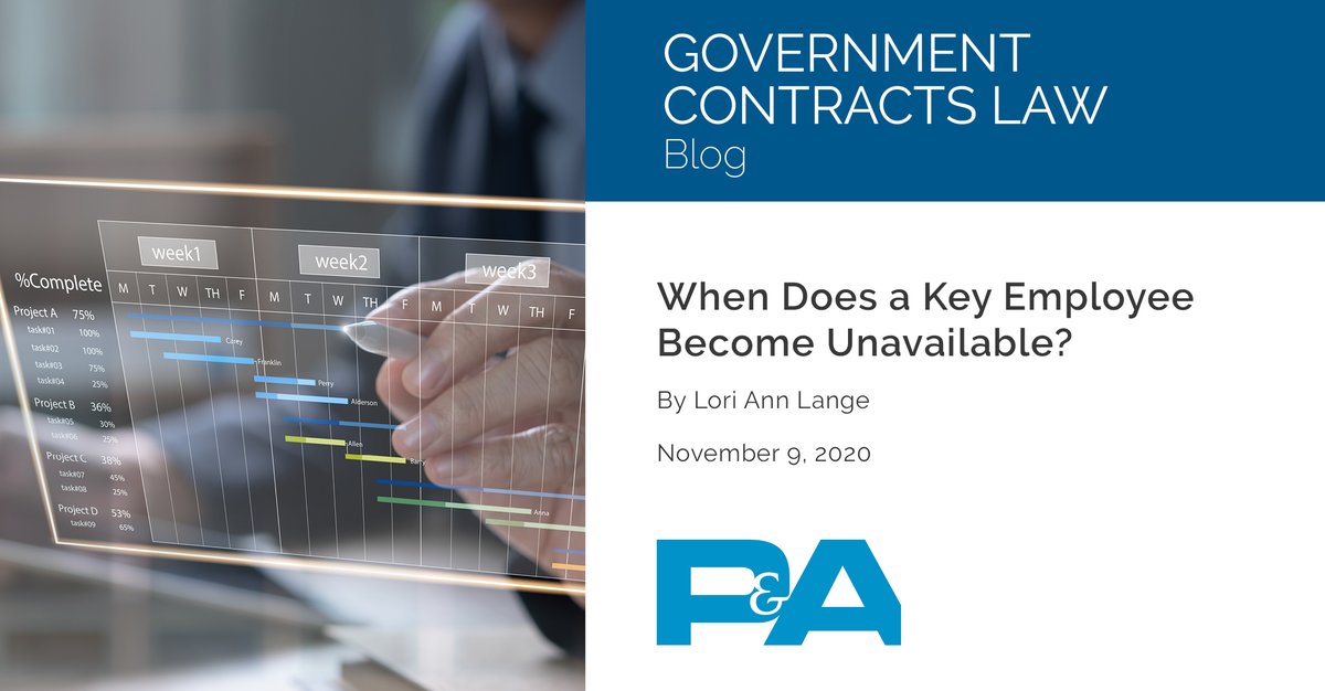 PeckarAbramson's tweet photo. Determining when an #offeror on #GovernmentProcurements knows that a proposed #KeyPerson is unavailable is not always as easy to determine as it sounds: https://t.co/5cYjMmeMU3
#governmentcontracts #governmentcontractors #contractors #keypersonnel #construction #constructionlaw https://t.co/viFNXMQq1z